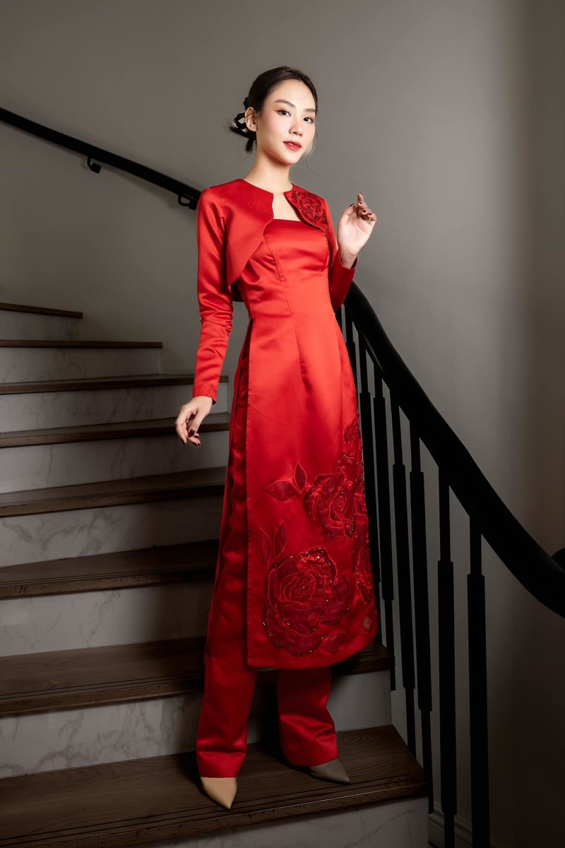 Womens Elegant Formal Ao Dai Dress Vietnamese Traditional Oriental Style  Gown